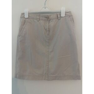 LL Bean Favorite Fit Straight Khaki Skirt Womens‎ 8 Reg Tan Cotton Chino 0KJM7
